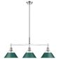 Golden Lighting Orwell 3-Light Linear Pendant with Pine Green Shade in Chrome, , large
