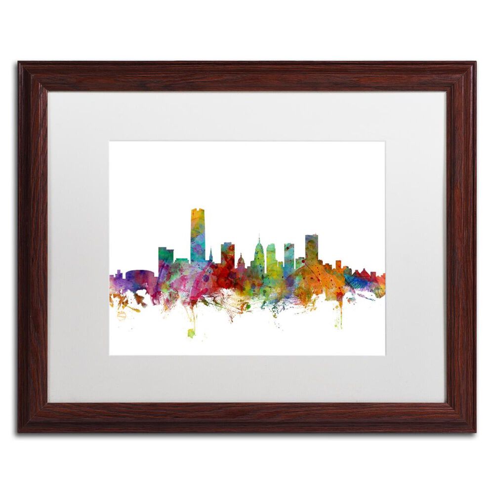 Timberlake Michael Tompsett "Oklahoma City Skyline" Matted Brown Framed Art 16x20, , large