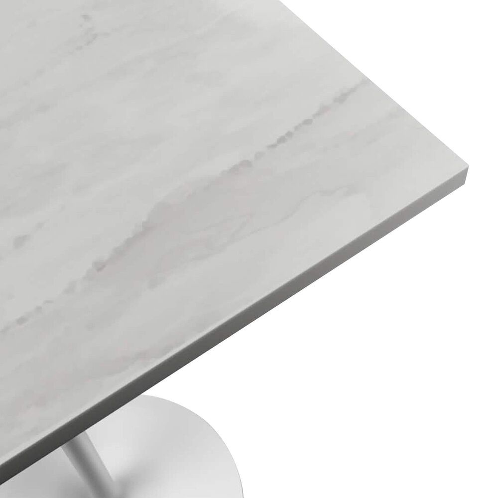 Leisuremod LeisureMod Verve Collection Modern Bar Height Table White Base with 27 Square Marbleized White Laminated  Top, , large