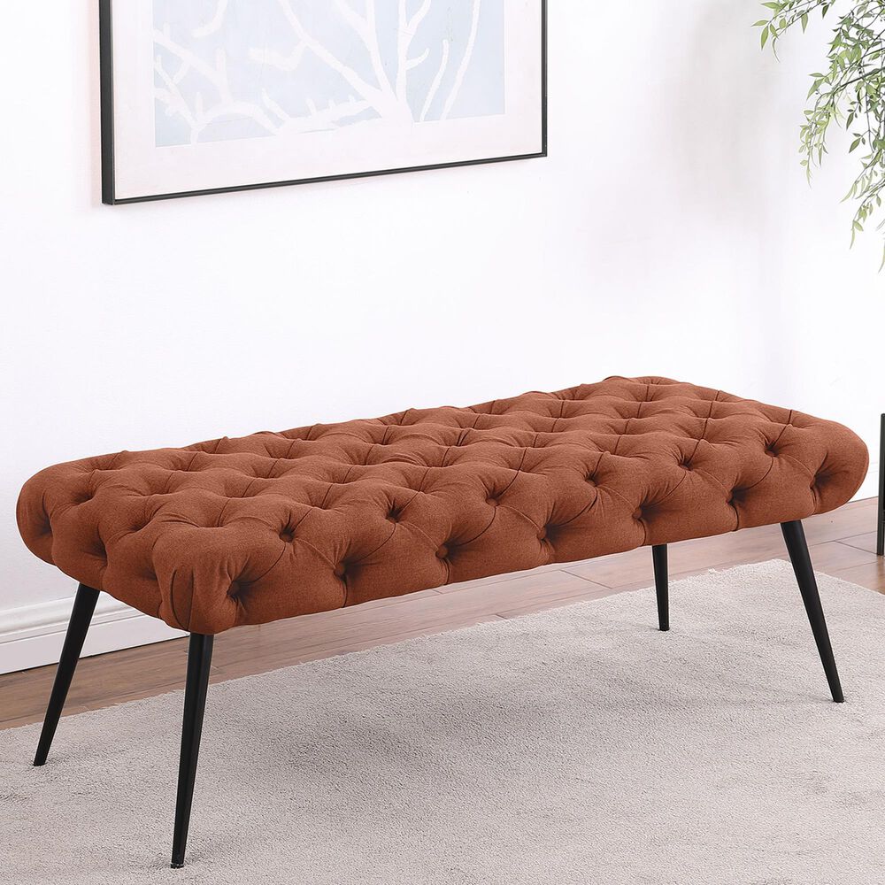 Coaster Ella Accent Bench in Rust, , large