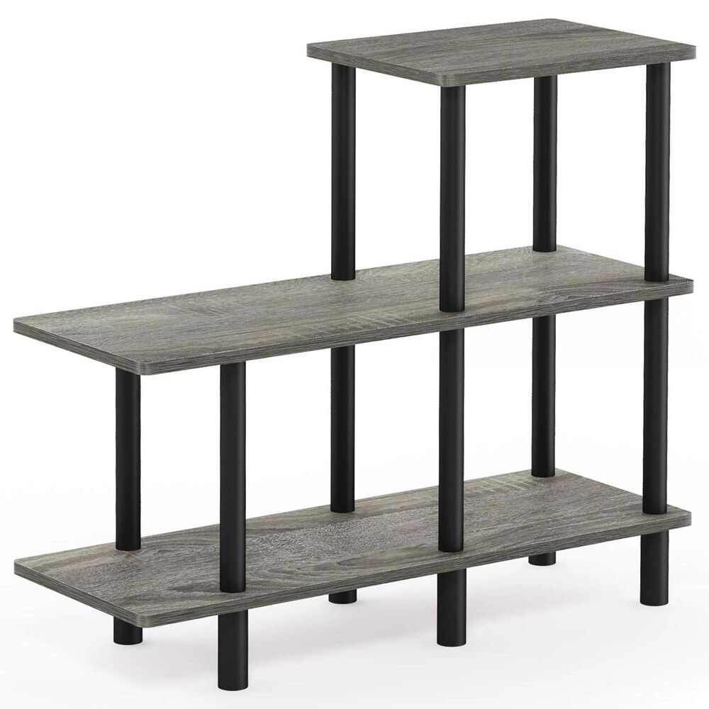HOMLUX Turn-N-Tube 3-Tier Cube Ladder Display Rack in French Oak and Black, , large