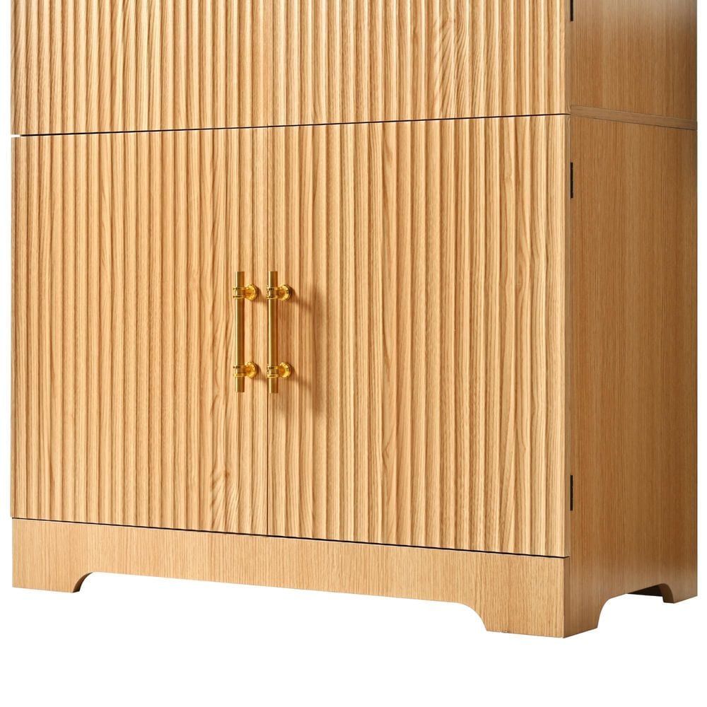 HOMLUX 72" Tall Arched Kitchen Pantry Cabinet in Natural, , large