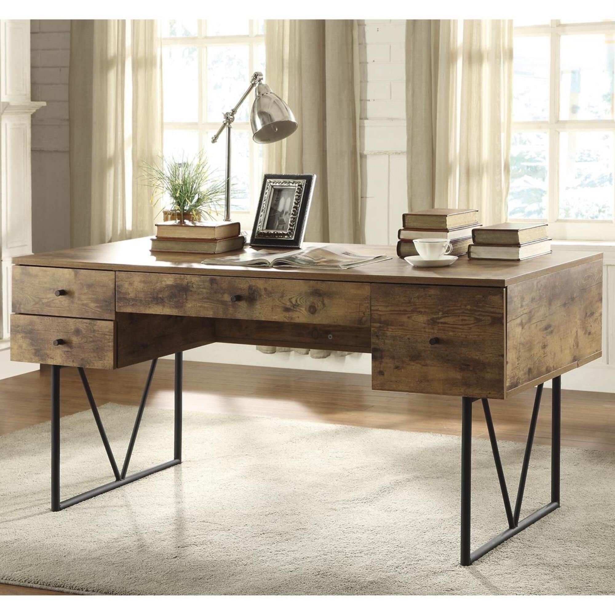 Pacific Landing Analiese Writing Desk in Antique Nutmeg and Black