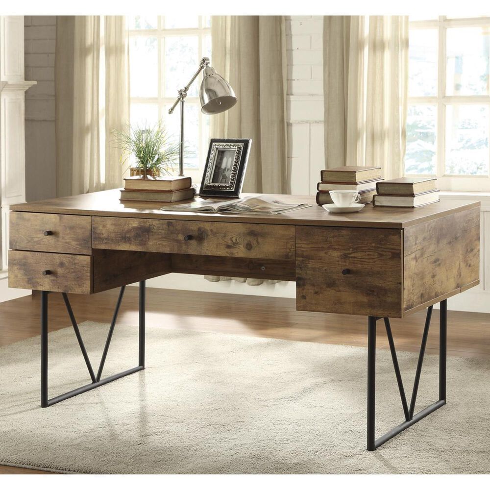 Pacific Landing Analiese Writing Desk in Antique Nutmeg and Black, , large