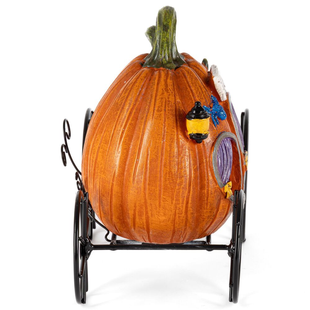 The Gerson Company 2-Piece B/O Lighted Resin and Metal Halloween Pumpkin Carriage Set in Assort, , large