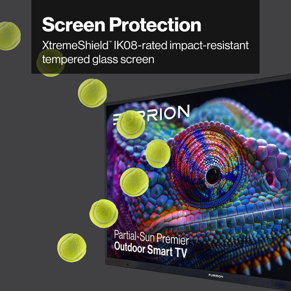 Furrion Aurora 75" Partial-Sun Premier 4K LED - Outdoor Smart TV with Weather Resistant Cover in Black, , large