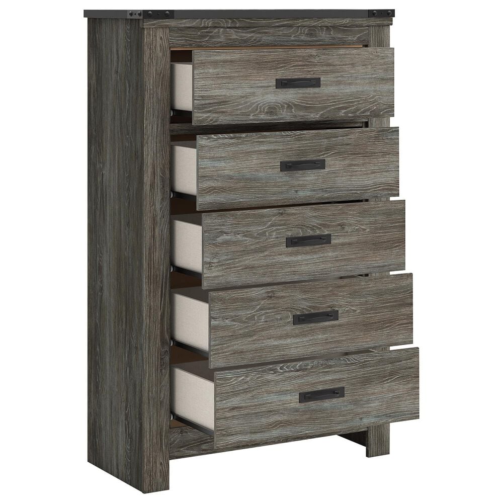 Ashley Frandern 5-Drawer Chest in Rustic Warm Gray, , large