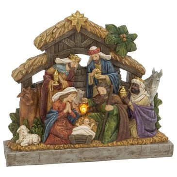 The Gerson Company Lighted Resin Nativity Stable with Figurines in Multicolor, , large