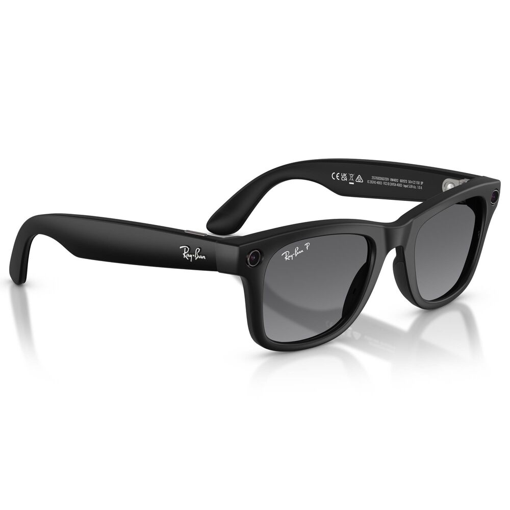 Rayban Glasses Wayfarer Gen 2 53mm Sunglasses with Graphite Polarized Lenses in Matte Black, , large