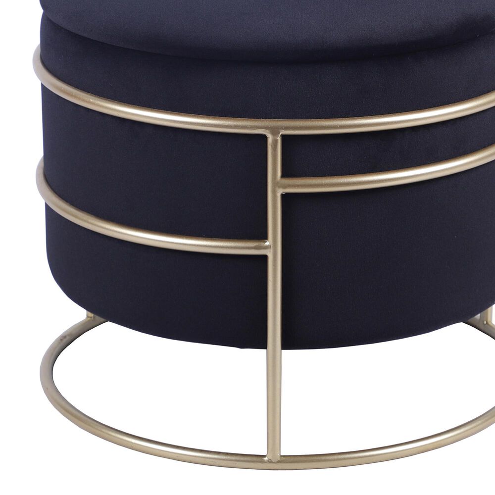 Rta Products Elegant Storage Ottoman with Gold Frame in Black, , large