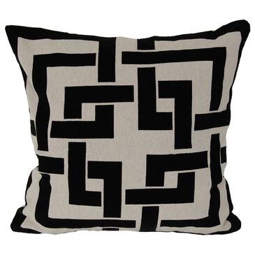 India House Flock Greek Key 20" Square Throw Pillow in Black, , large