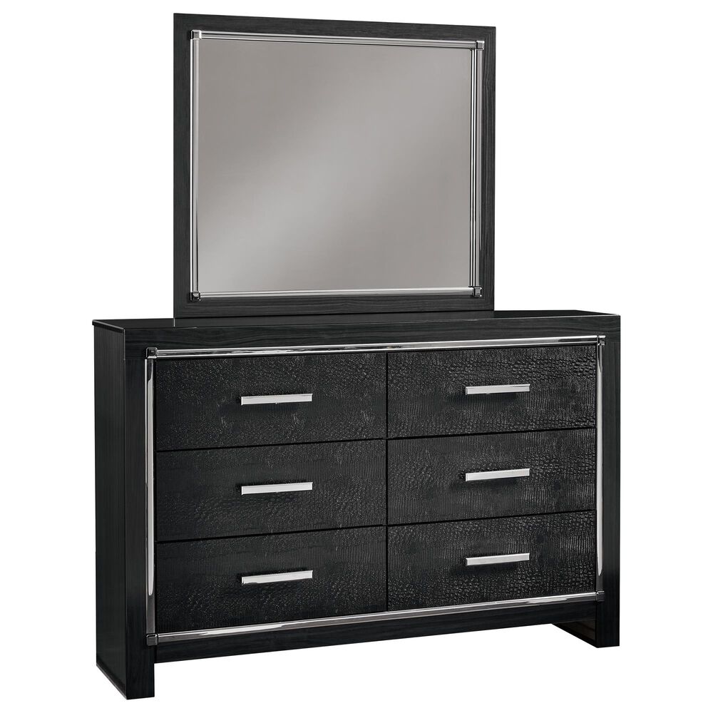 Ashley Kaydell 4-Piece Queen Upholstered Bed Set in Black and Dark Gray, , large