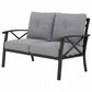 Hearth and Haven Outdoor Loveseat with Black Metal Frame in Gray, , large