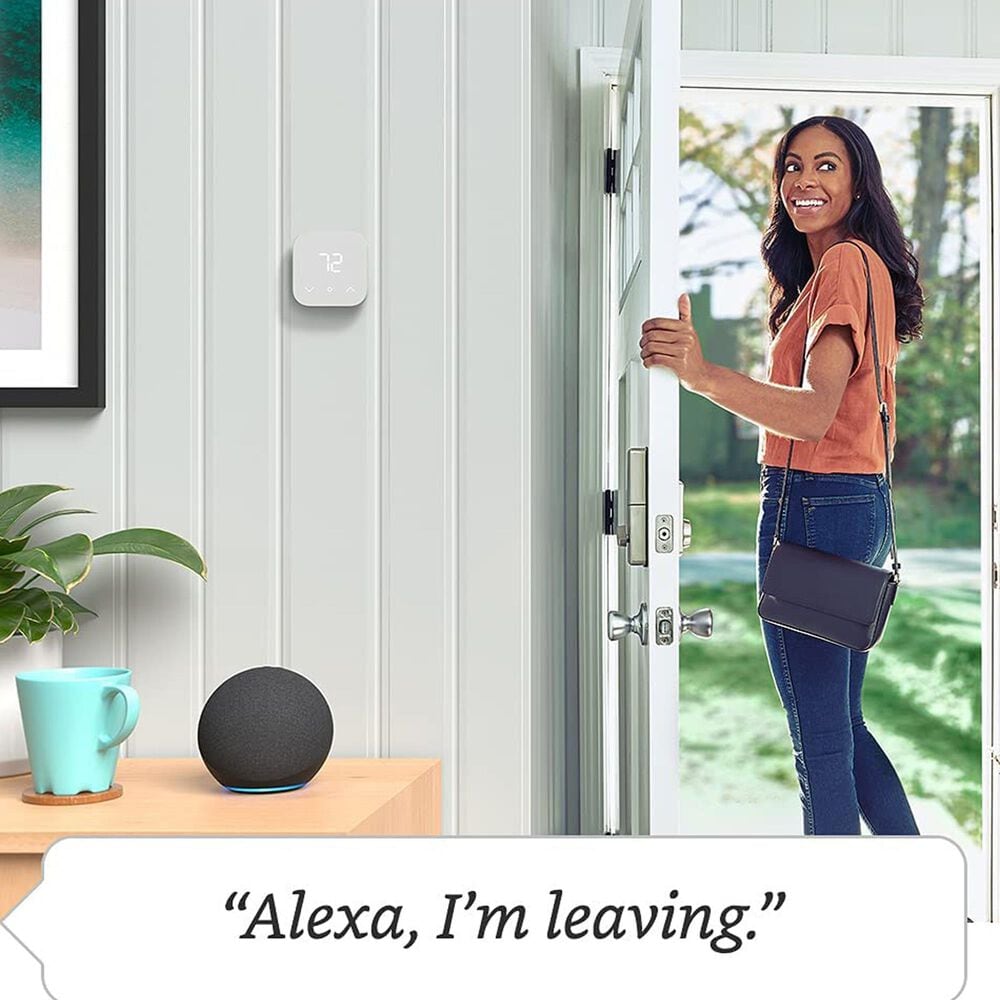 Amazon Smart Programmable Thermostat with Alexa in White, , large