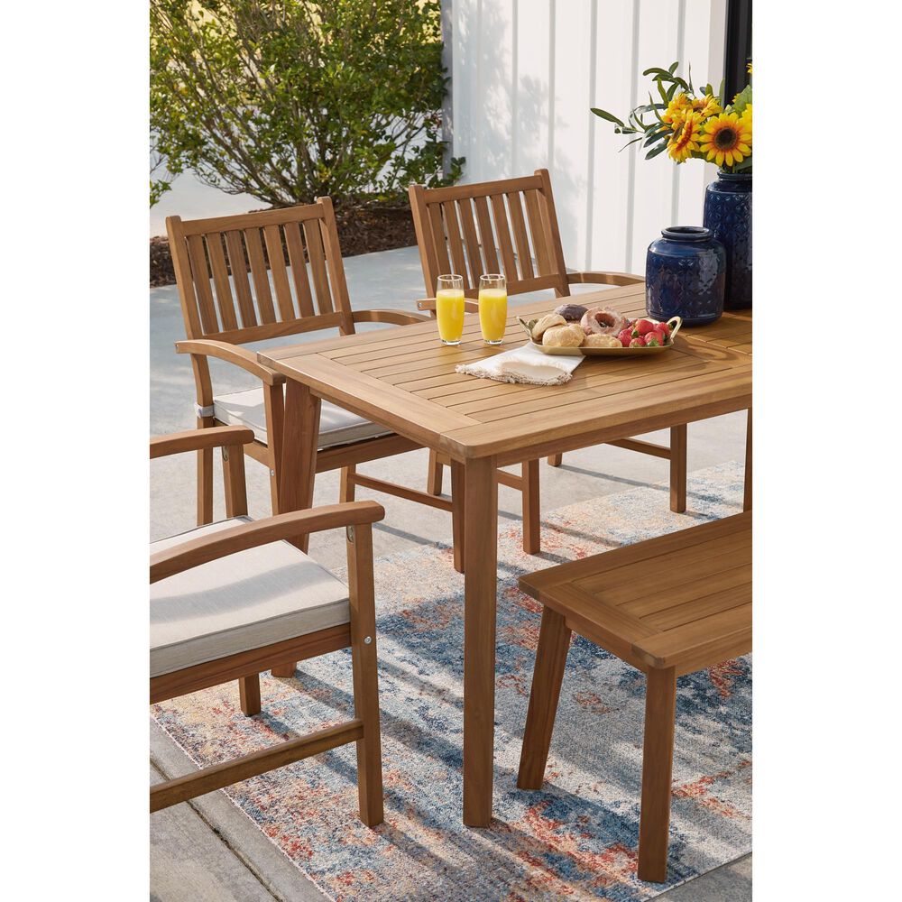 Ashley Janiyah Patio Dining Bench in Light Brown, , large