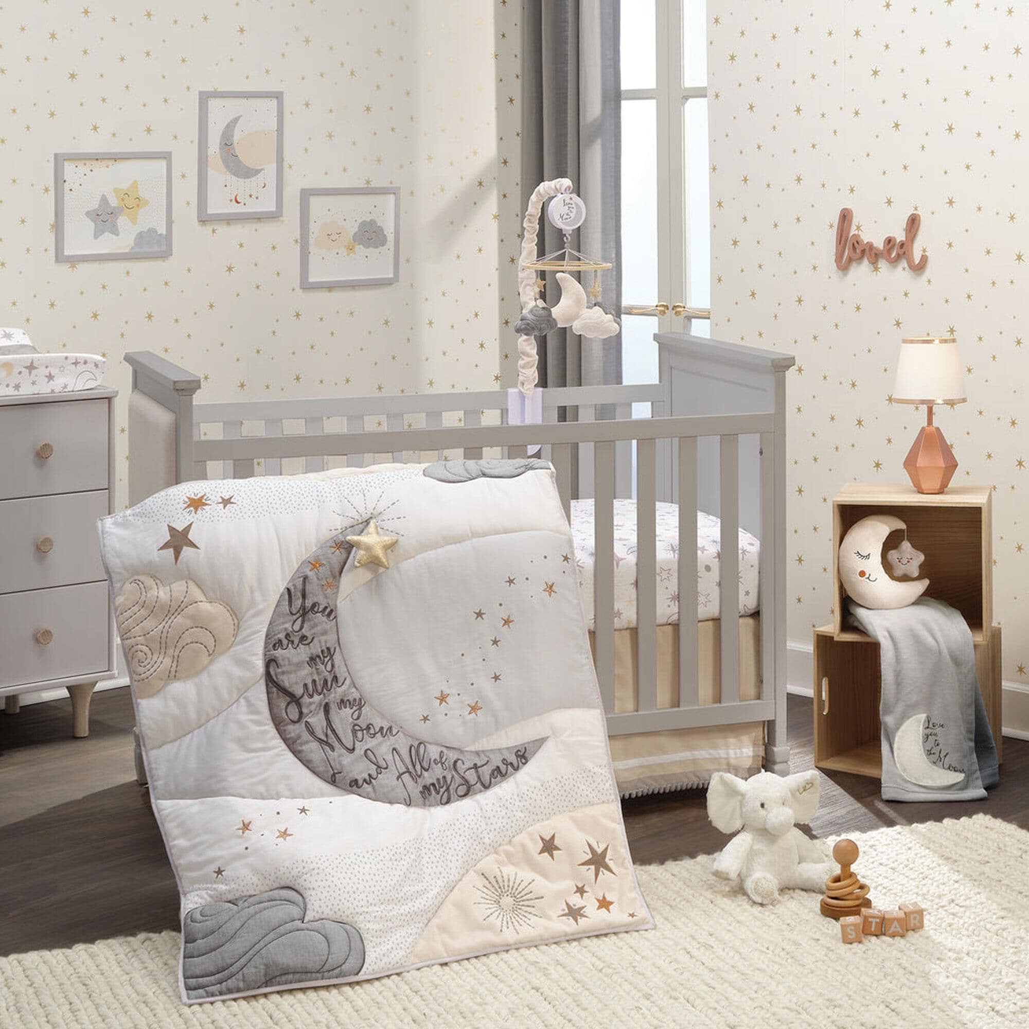 Lambs and Ivy Goodnight Moon Baby Crib Blanket in Gray and White Shop NFM