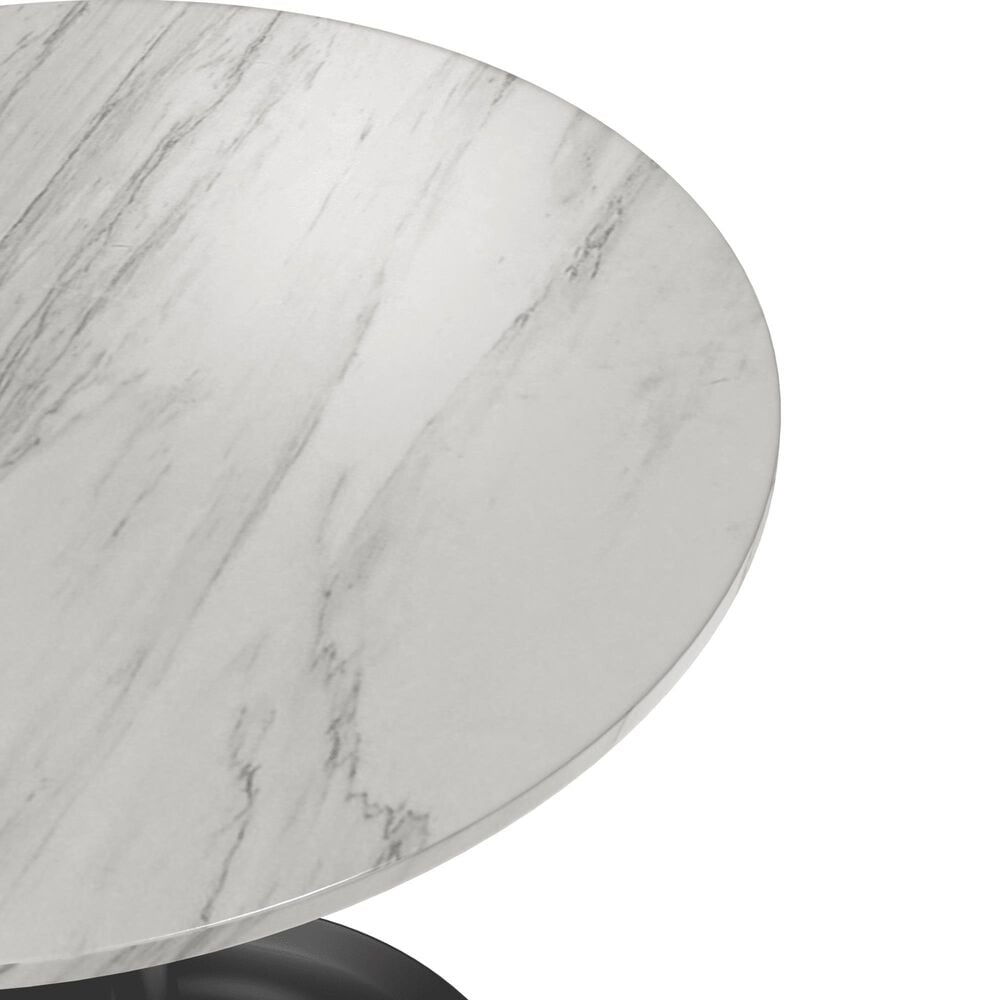 Leisuremod LeisureMod Verve Collection 27 Round Dining Table, Black Base with Sintered Stone White Top, , large