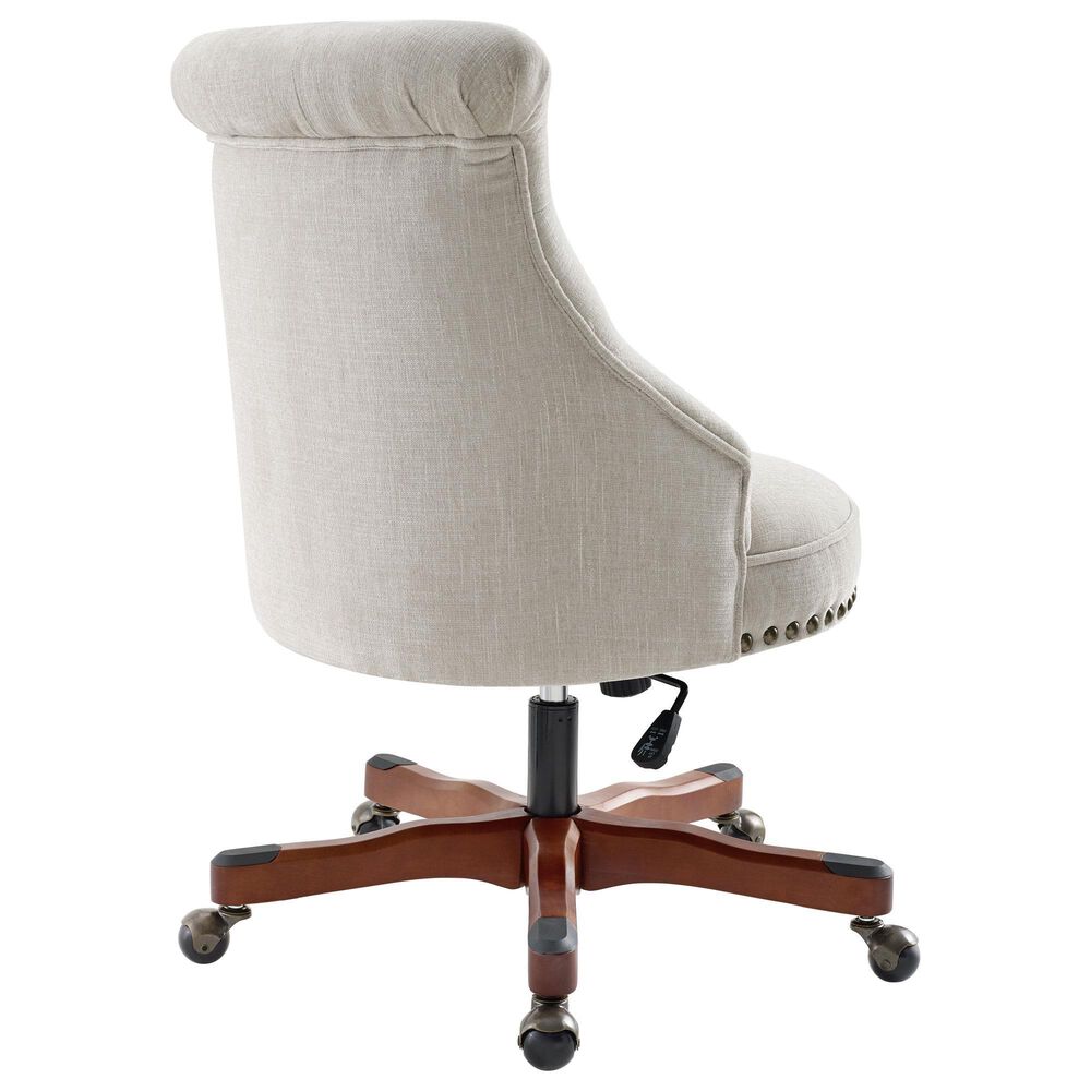 Linon Home Decor Sinclair Office Chair with Natural Cushion in Dark Walnut, , large