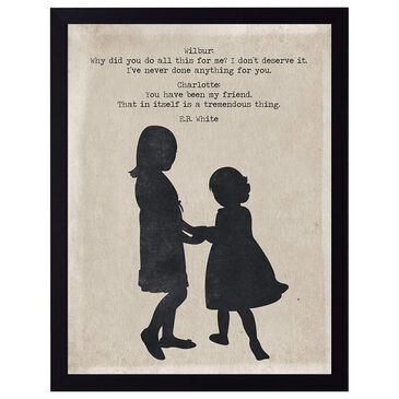 Antique Curiosities Two Girls Silhouette 12" x 16" Frame Wall Art in Black and White, , large