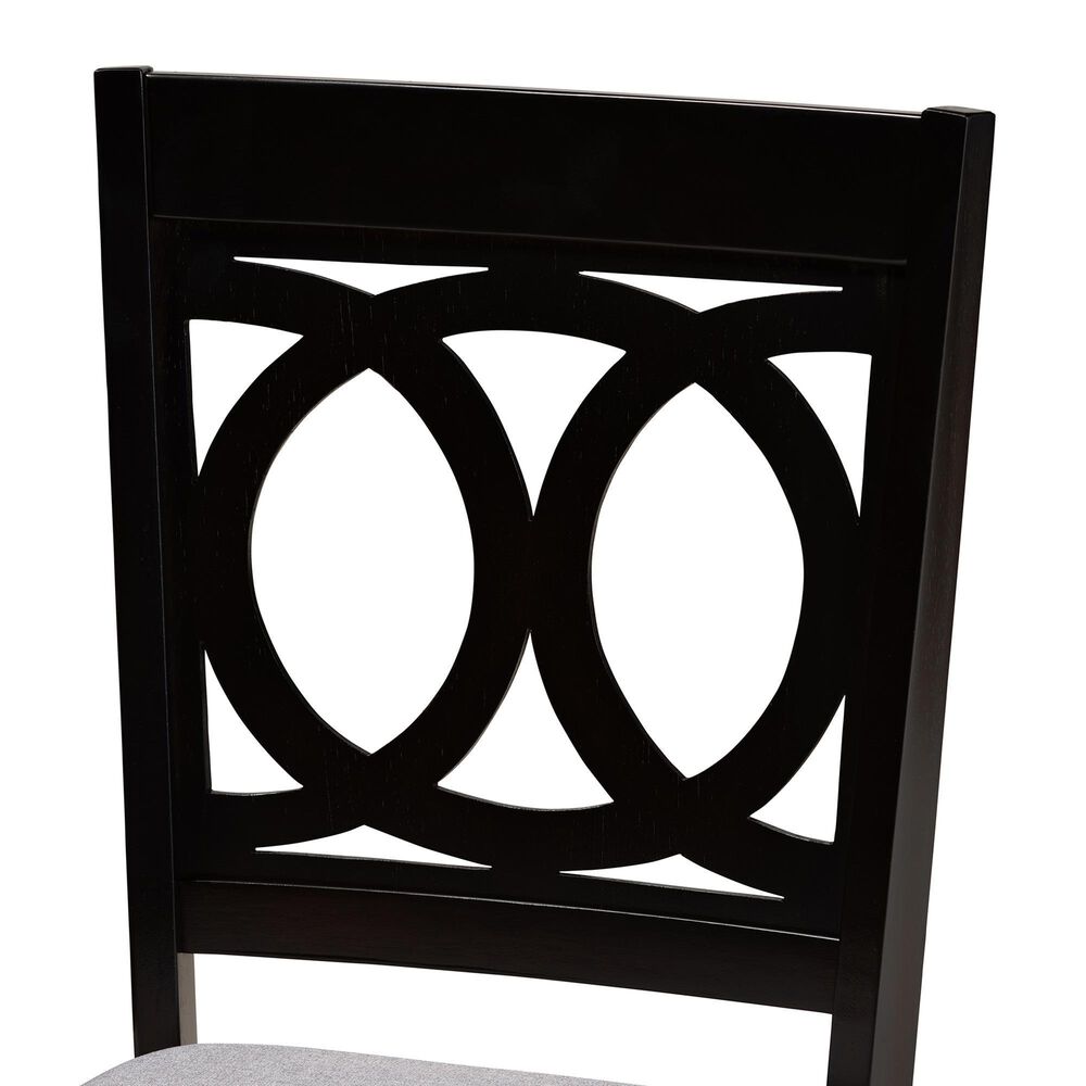 Baxton Studio Lenoir Side Chair with Grey Cushion in Espresso Brown (Set of 2), , large