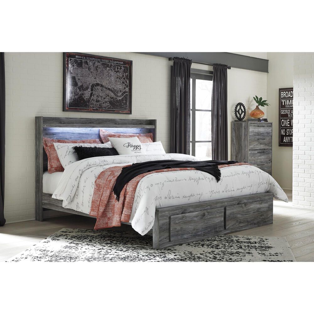 Ashley Baystorm King Panel Bed with 2 Storage Drawers in Gray, , large