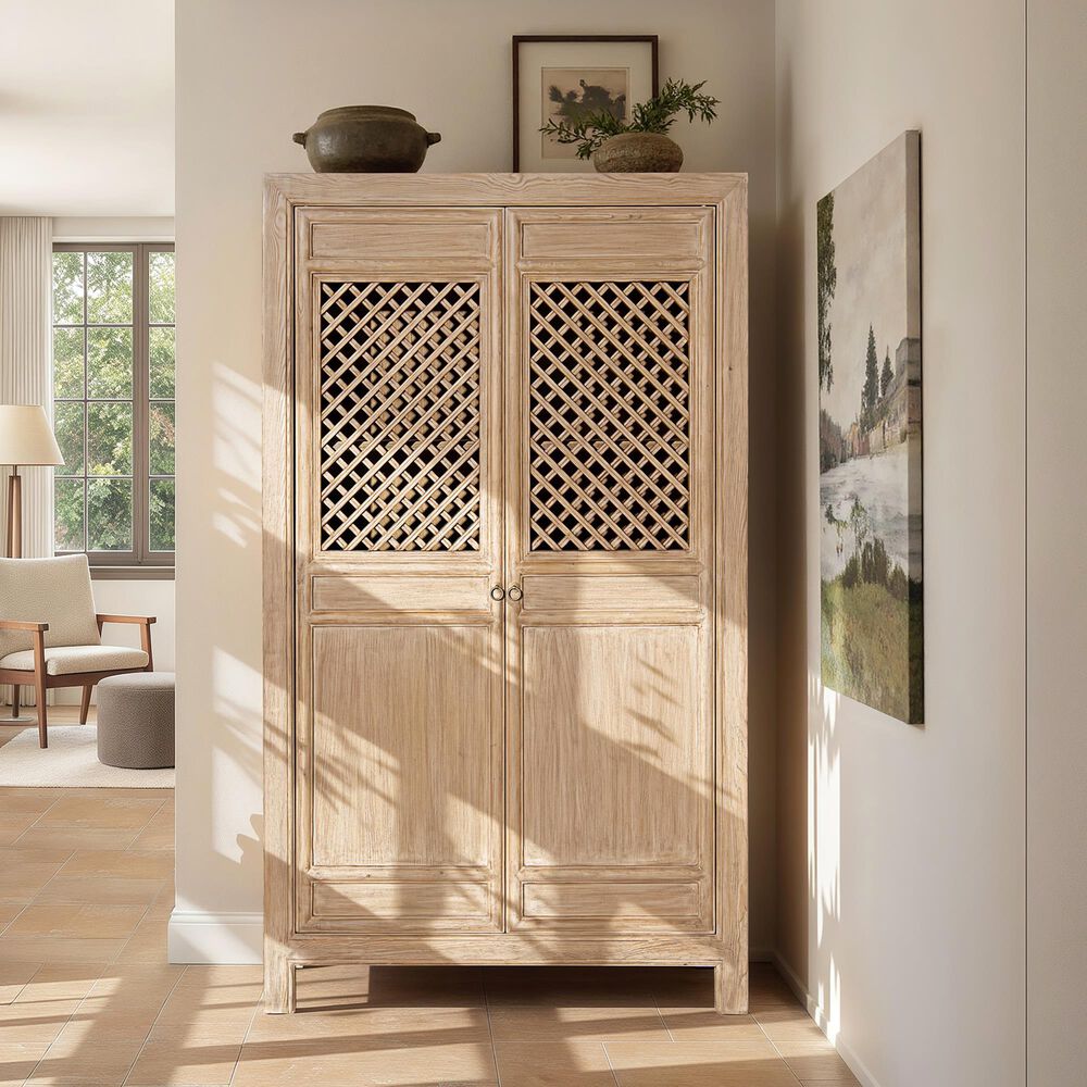 Jennifer Taylor Home Arden 83" 2-Door Tall Bookcase Storage Cabinet in Heritage Light Natural Brown, , large