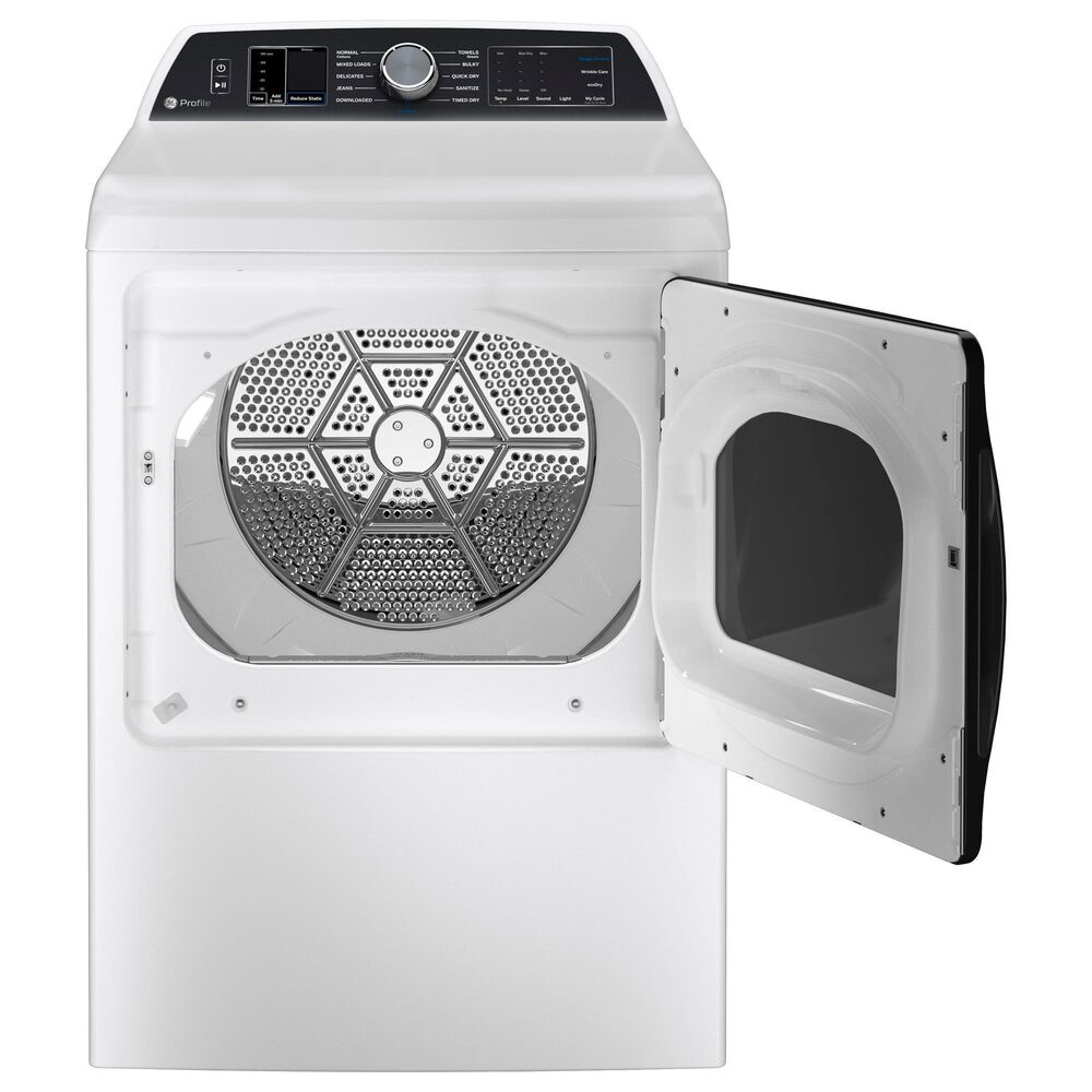 GE Profile 5.3 Cu. Ft. Top Load Washer with Agitator and 7.4 Cu. Ft. Smart Gas Dryer with Sanitize Cycle and Sensor Dry in White, , large