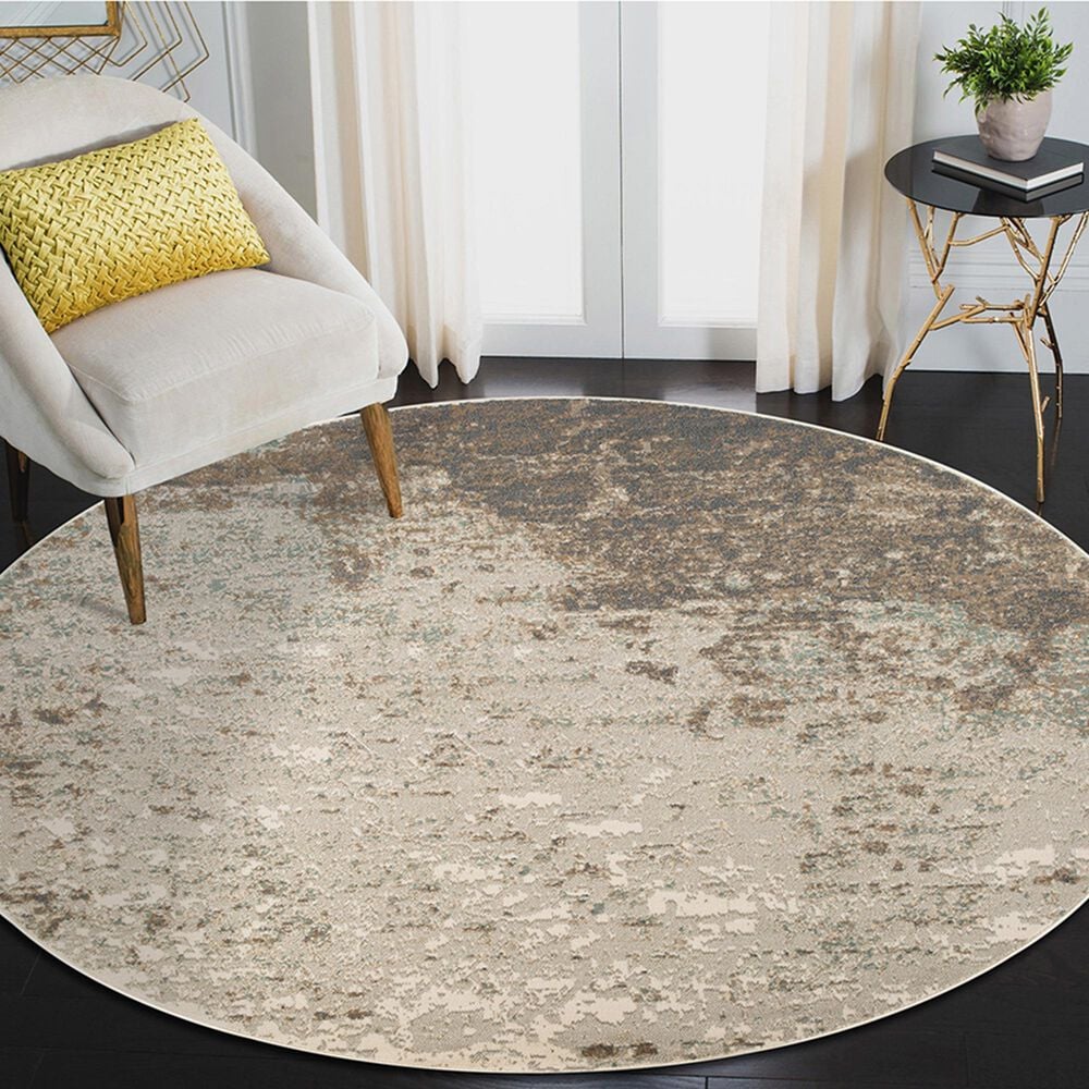 Amer Rugs Alpine 7&#39;10&quot; Round Gray Area Rug, , large