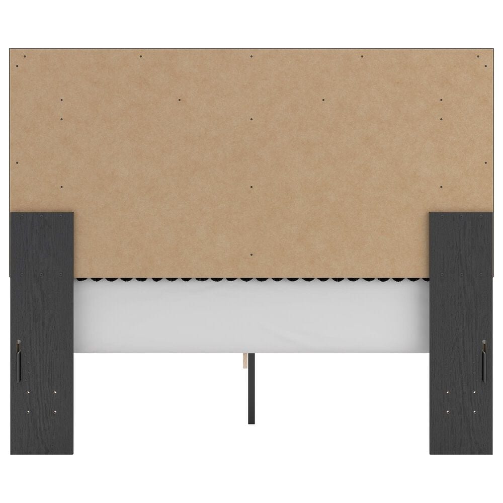 Ashley Zuraleus Queen Upholstered Panel Storage Bed with Two Nightstands in Matte Black, , large