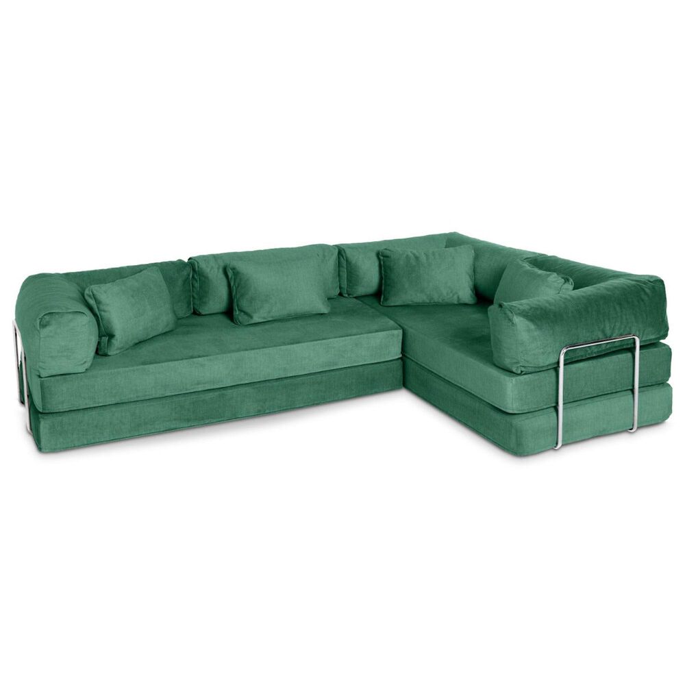 Jaxx Unsofa 2-Piece Modular Right Facing L-Shaped Sectional in Peacock Green, , large