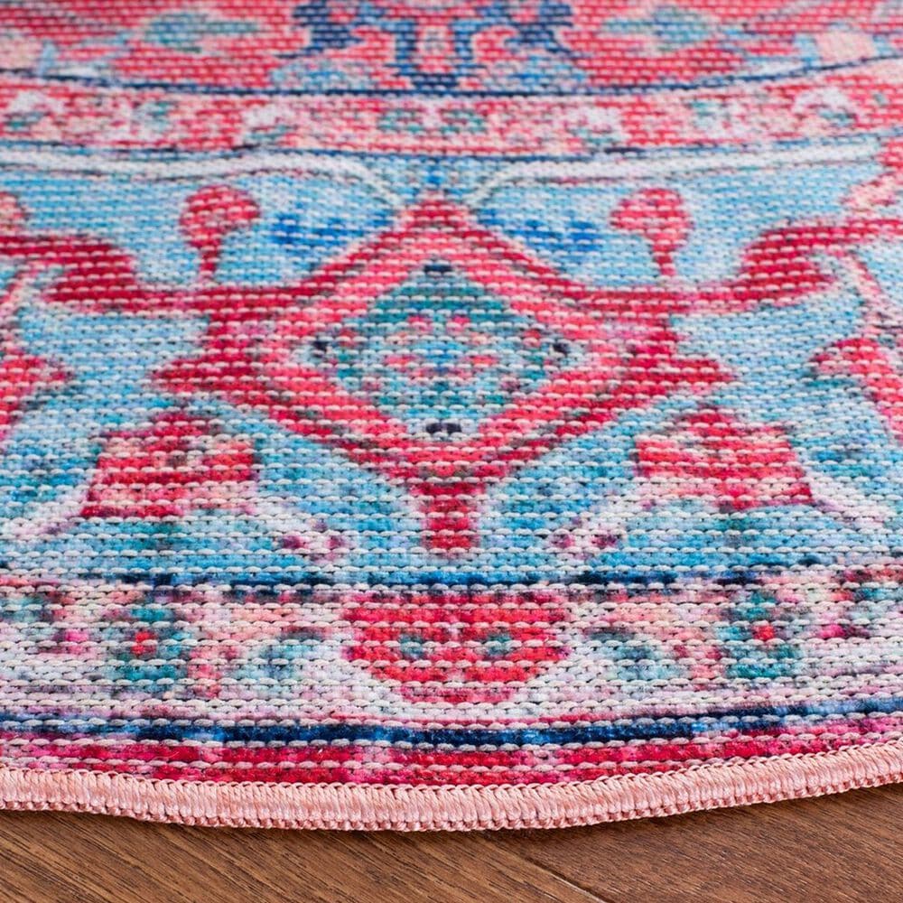 Safavieh Serapi  6&#39;7&quot; Round Light Blue and Red Area Rug, , large