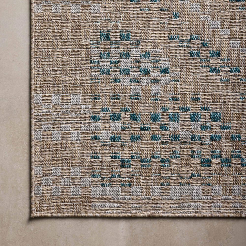 Amber Lewis x Loloi Topanga 5&#39;3&quot; x 7&#39;6&quot; Natural and Aqua Indoor/Outdoor Area Rug, , large
