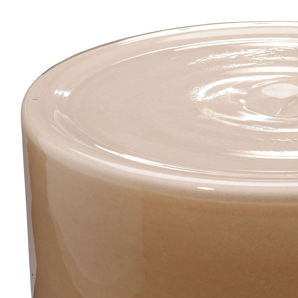 Splendor Living Upland Glass Garden Stool in Taupe, , large