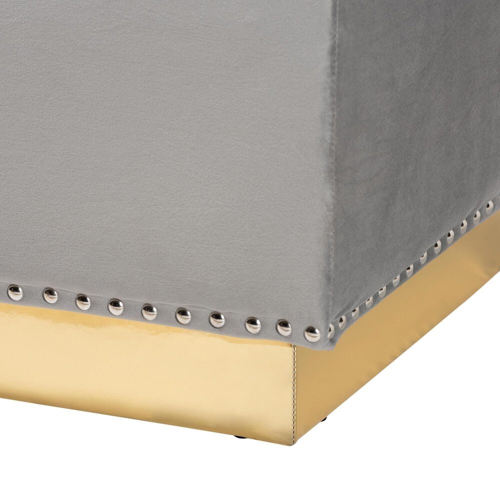 Baxton Studio Powell Storage Ottoman in Grey and Gold, , large