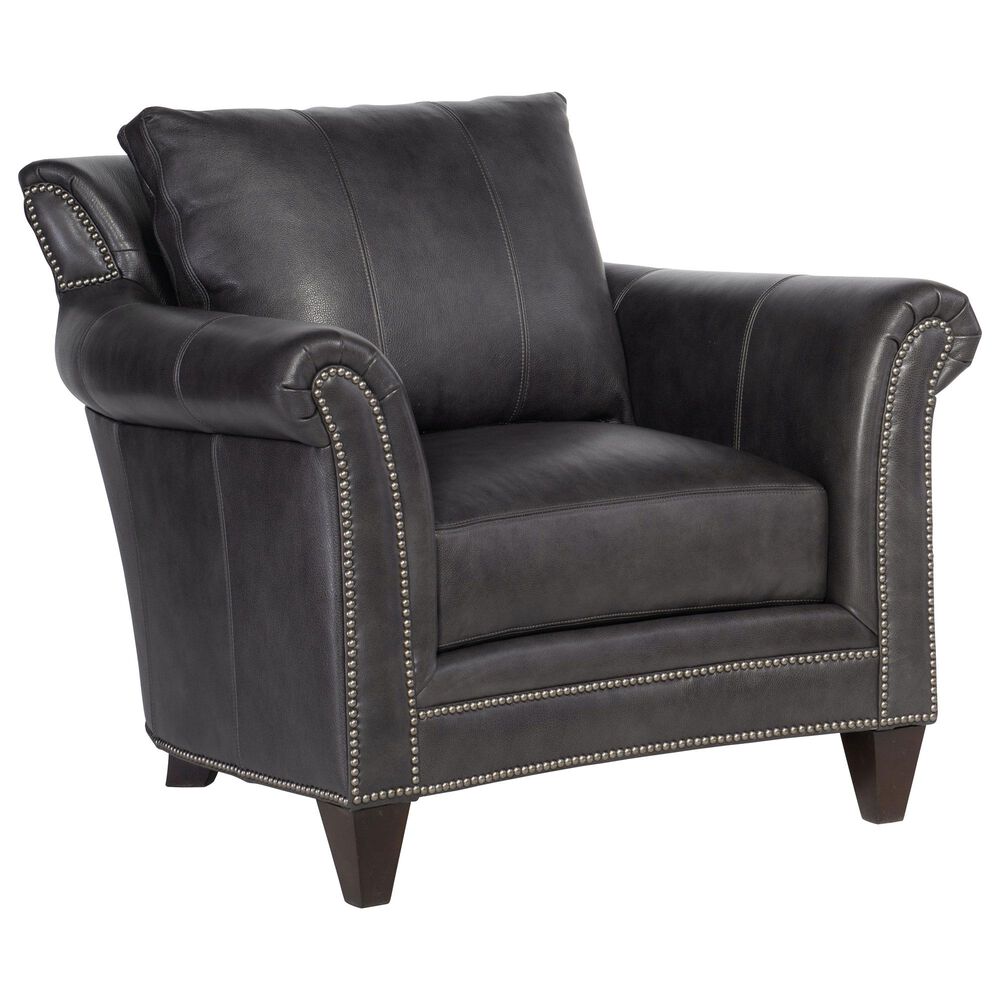 Bradington-Young Richardson Leather Arm Chair in Charcoal, , large