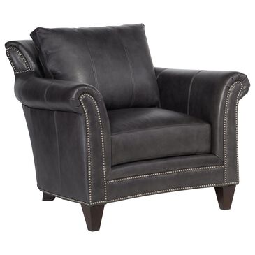 Bradington-Young Richardson Leather Arm Chair in Charcoal, , large