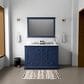 Lexora Home Dukes 48" Double Bathroom Vanity in Navy Blue with 2 cm White Carrara Marble Top and Rectangular Sinks, , large