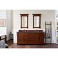 James Martin Vanities Brookfield 72" Double Bathroom Vanity in Warm Cherry with 3 cm Charcoal Soapstone Quartz Top and Rectangle Sinks, , large