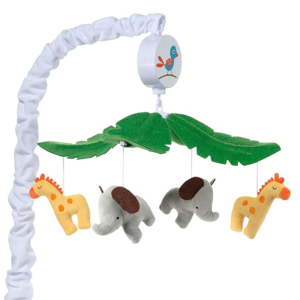 Lambs &amp; Ivy Lollipop Jungle Musical Baby Crib Mobile in Grey, Gold and White, , large