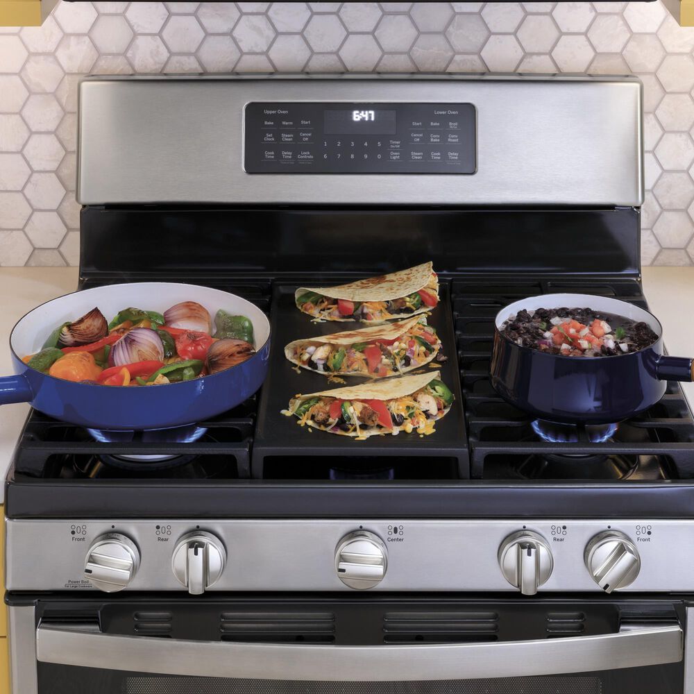GE Appliances 30&quot; Freestanding Gas Double Oven Range with Convection in Stainless Steel, , large