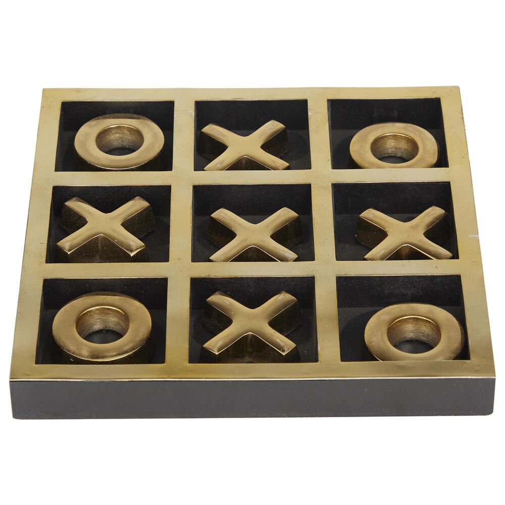 Maple and Jade Tic Tac Toe Game Set in Black, Grey and Gold, , large