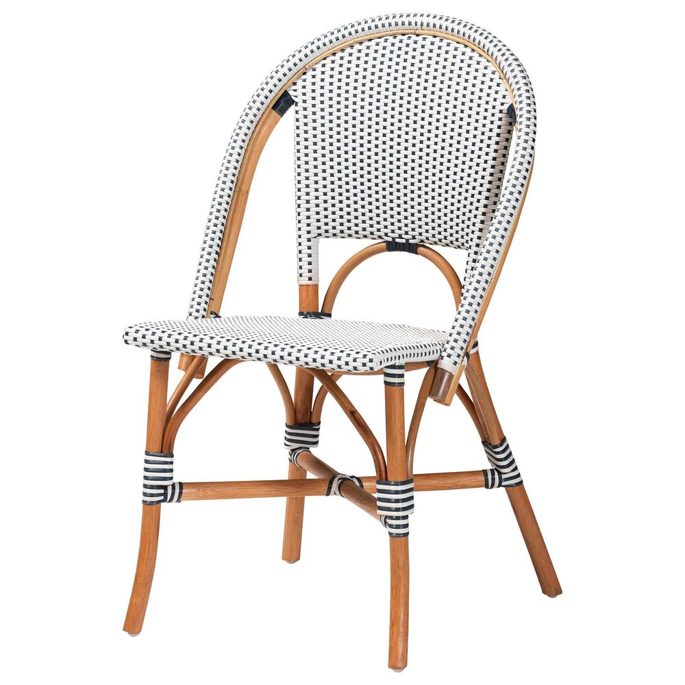 bali & pari Genica Side Chair in Navy Blue, White and Natural Brown, , large