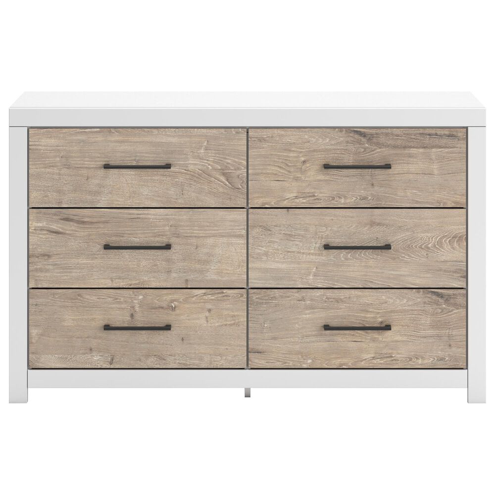 Ashley Charbitt 6-Drawer Dresser in Matte White and Replicated Oak Grain, , large
