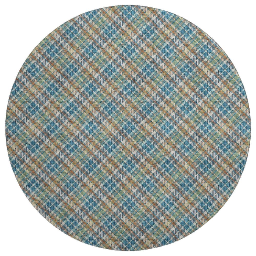 Dalyn Rug Company Soft Essentials Plaid Jewel 8" Round Indoor/Outdoor Area Rug, , large