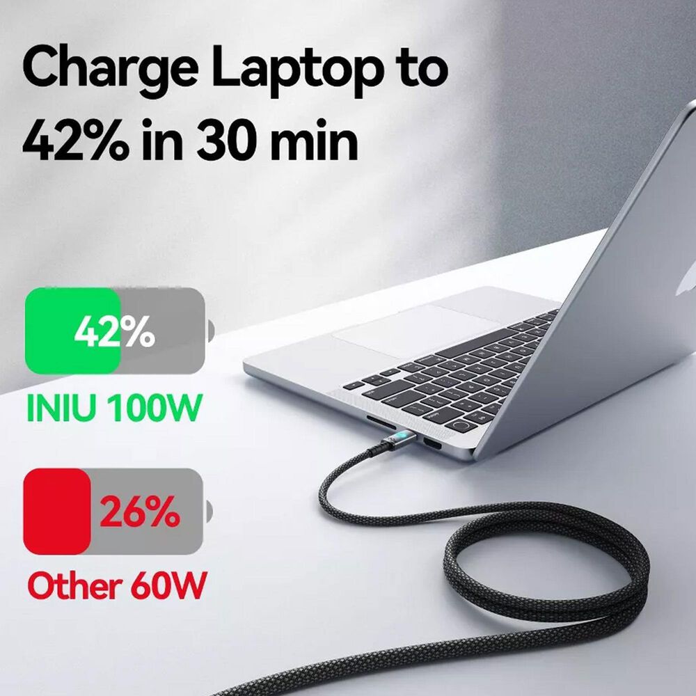 INUI Leopard 100W Magnetic Fast Charging Cable in Black, , large
