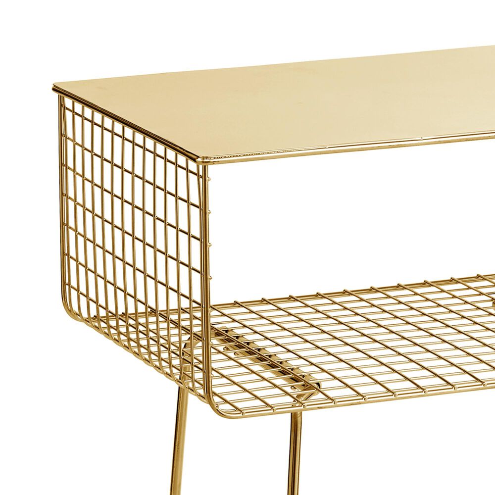 mDesign Wire Metal Side Table with Shelf in Soft Brass NFM