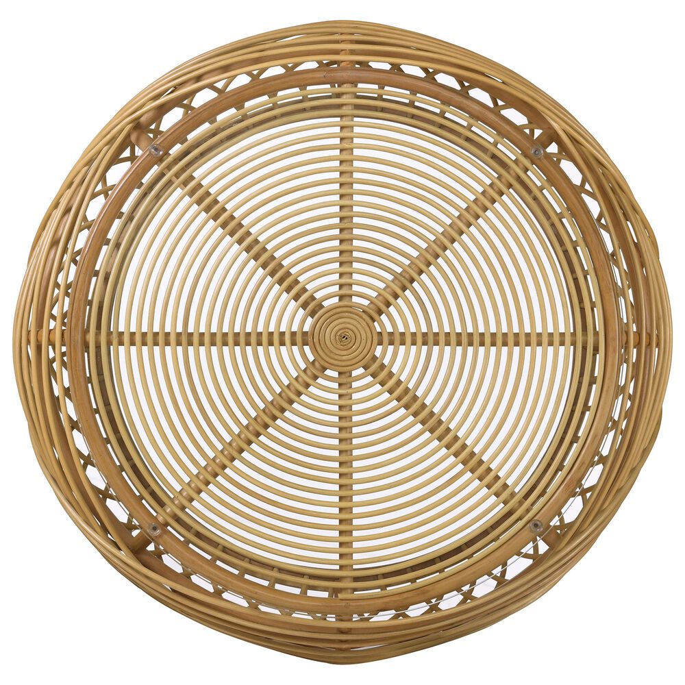 Pacific Landing Dahlia Round Coffee Table in Natural Brown, , large