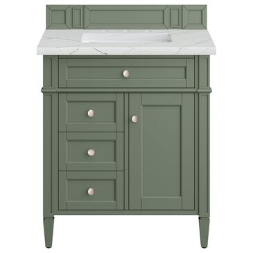 James Martin Vanities Brittany 30" Single Bathroom Vanity in Smokey Celadon with 3 cm Ethereal Noctis Quartz Top and Rectangular Sink, , large