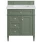 James Martin Vanities Brittany 30" Single Bathroom Vanity in Smokey Celadon with 3 cm Ethereal Noctis Quartz Top and Rectangular Sink, , large