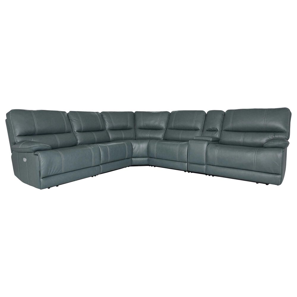 Simeon Collection Shelby 6-Piece L-Shaped Power Reclining with Power Headrest Sectional in Cabrera Azure, , large